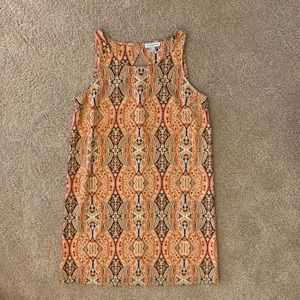 orange-navy shift dress